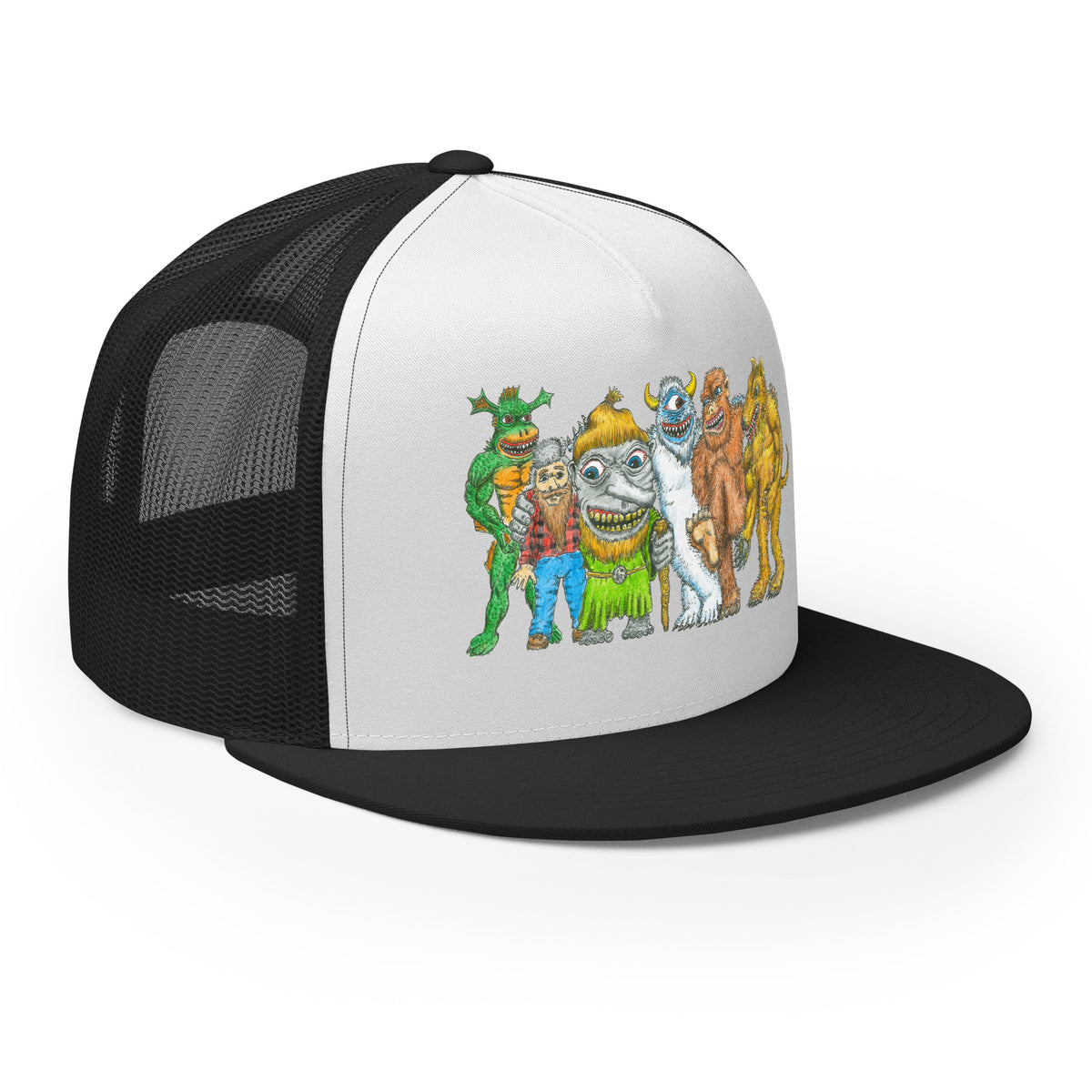 Mythical Michigan - Family Photo Printed Trucker Hat - Black and White hat / cap Enjoy Michigan   