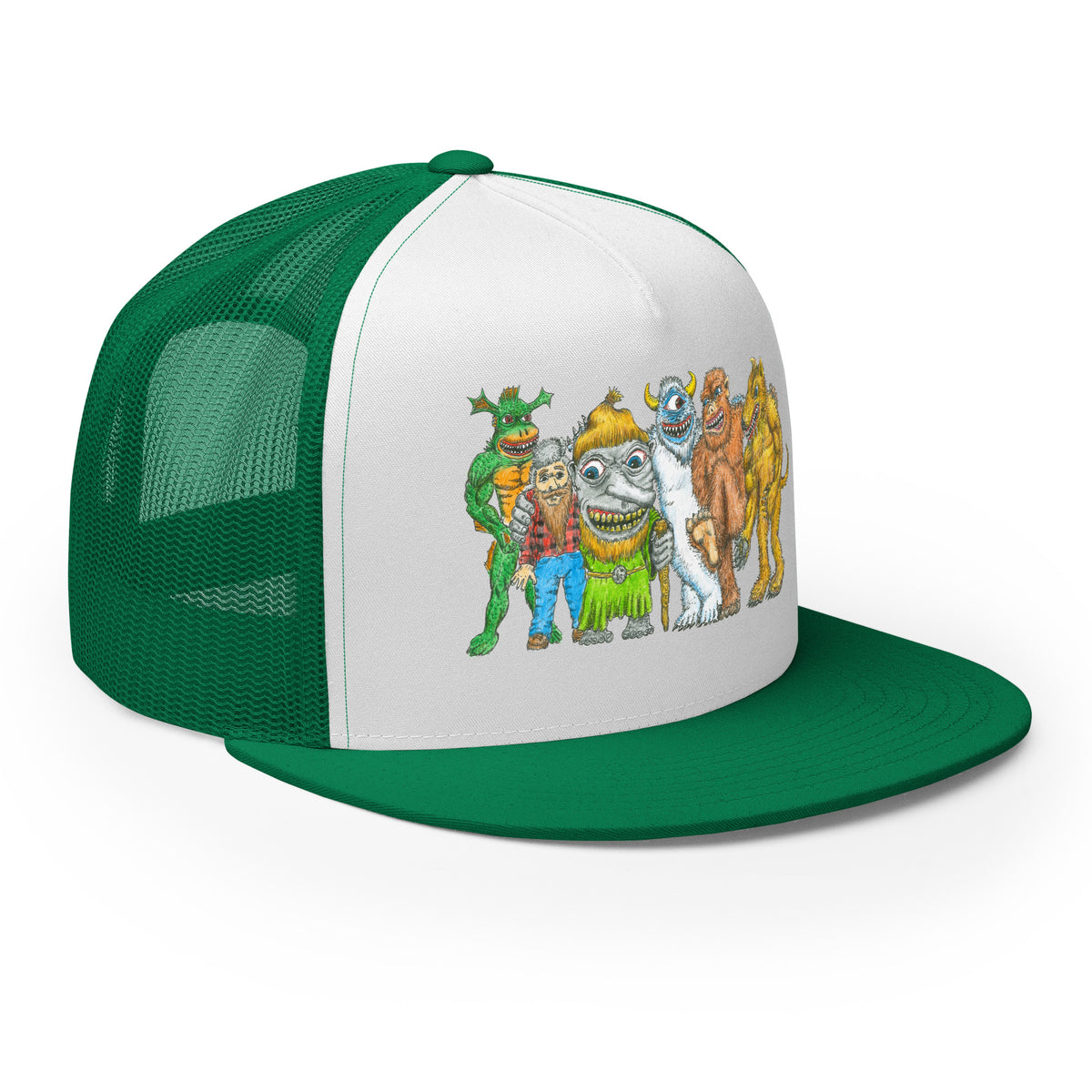 Mythical Michigan - Family Photo Printed Trucker Hat - Green and White hat / cap Enjoy Michigan   