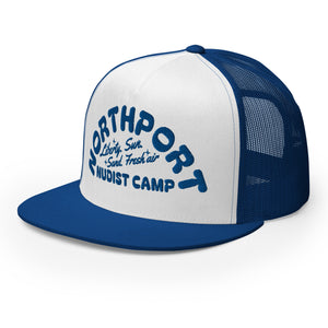 Northport Nudist Camp Embroidered Classic Trucker Cap - Royal Blue hat / cap Enjoy Michigan   