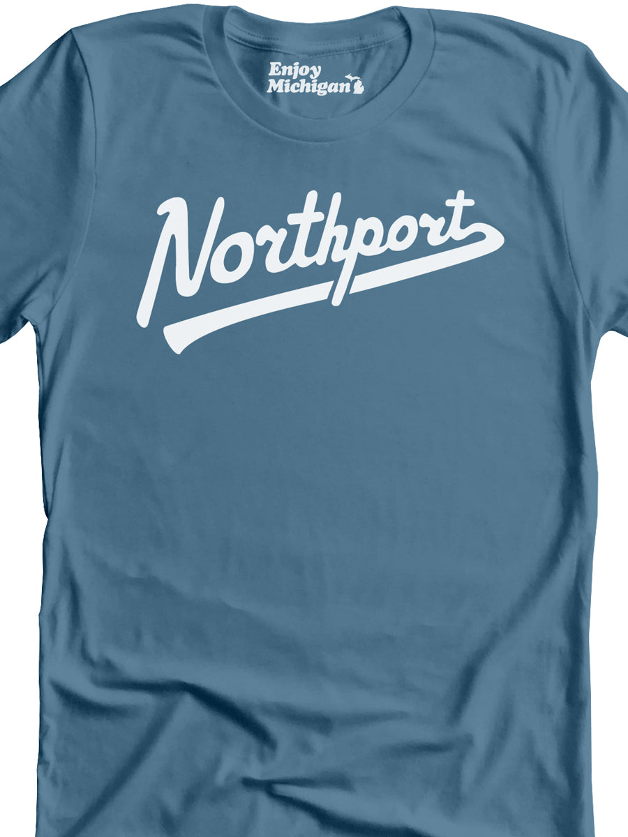 Northport Script Unisex T-shirt - Steel Blue t-shirt Enjoy Michigan   