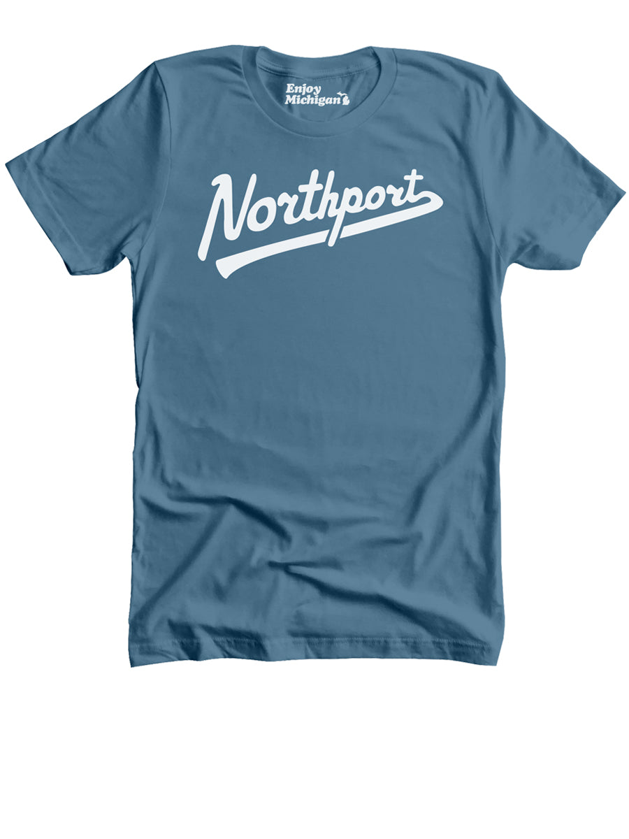 Northport Script Unisex T-shirt - Steel Blue t-shirt Enjoy Michigan   
