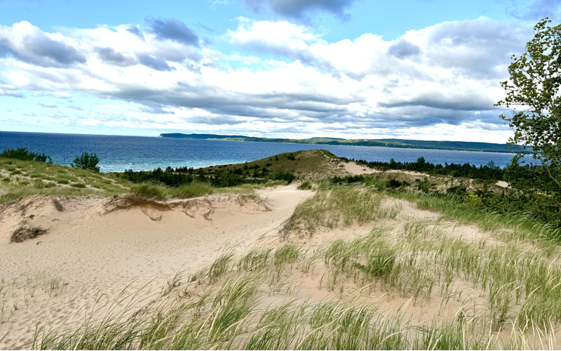 Sleeping Bear Dunes - view of Lake Michigan, dunes and sky