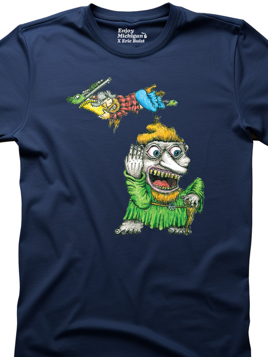 Michigan Yooper Troll Unisex T-Shirt - Navy t-shirt Enjoy Michigan   