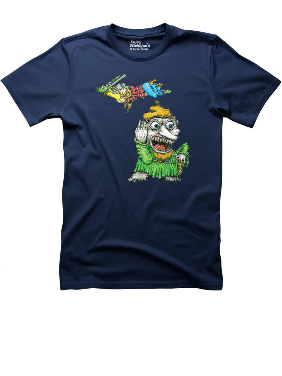 Michigan Yooper Troll Unisex T-Shirt - Navy t-shirt Enjoy Michigan   