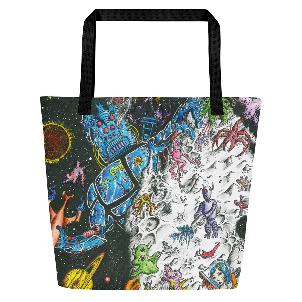 Cosmic Michigan All-Over Print Large Tote Bag - 16" X 20"  Enjoy Michigan   