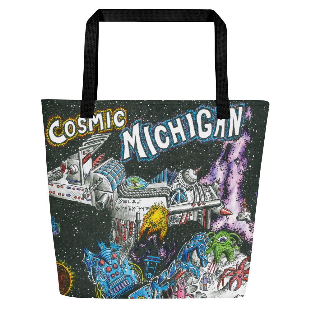 Cosmic Michigan All-Over Print Large Tote Bag - 16" X 20"  Enjoy Michigan Default Title  