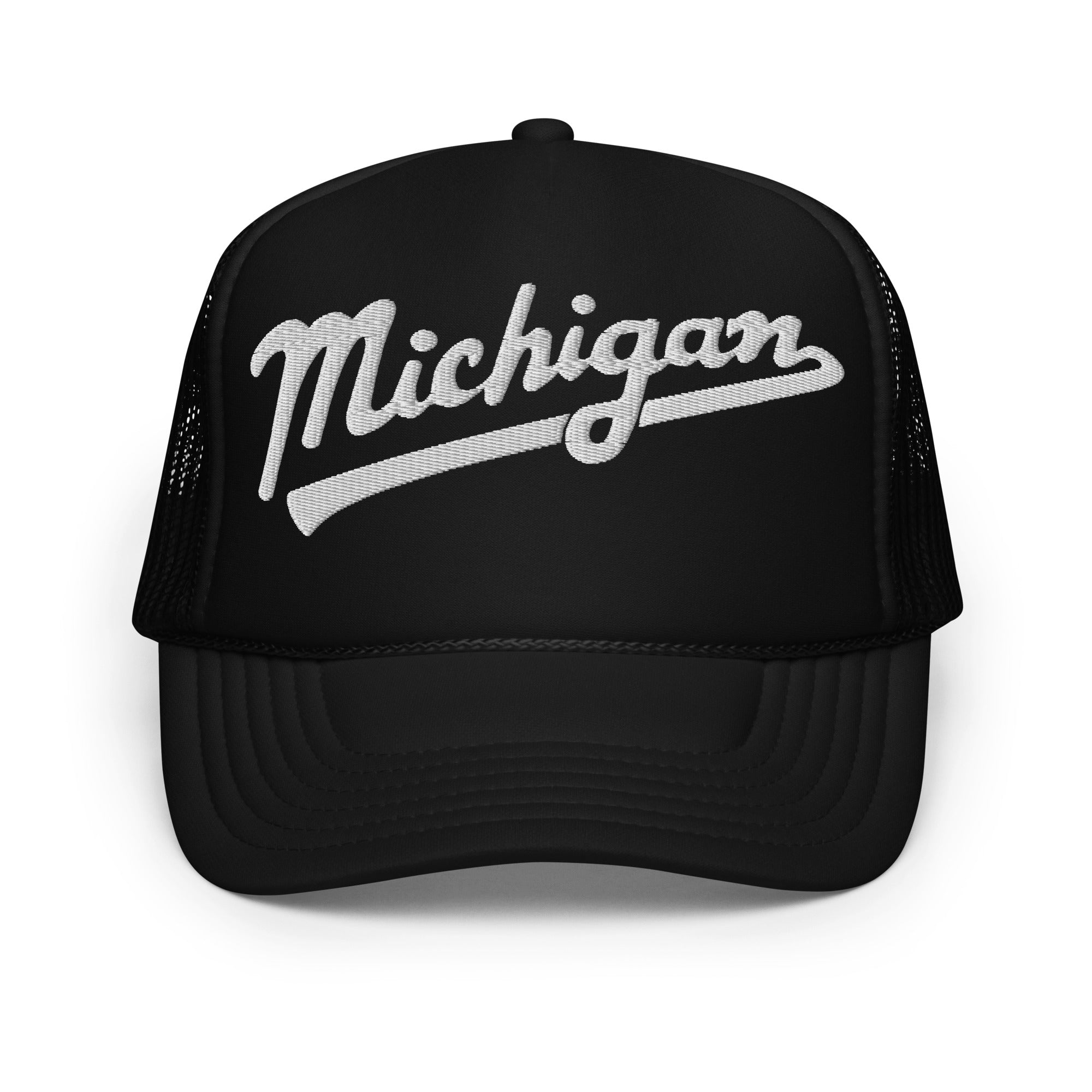 Michigan Script Embroidered Foam Trucker Hat - Black hat / cap Enjoy Michigan Black  