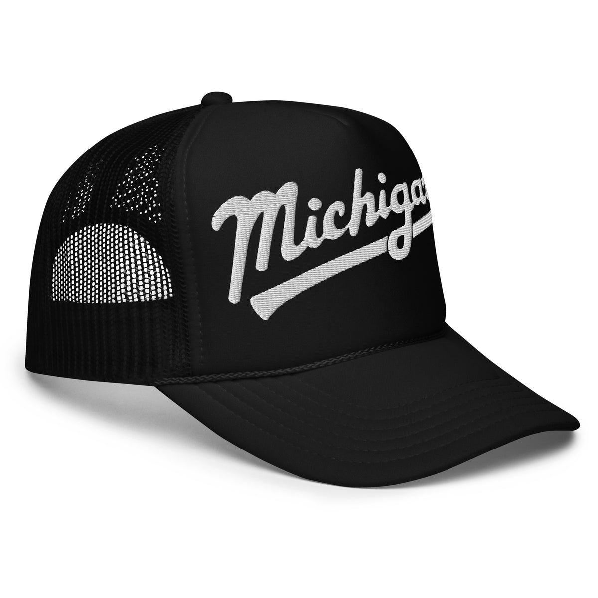 Michigan Script Embroidered Foam Trucker Hat - Black hat / cap Enjoy Michigan   