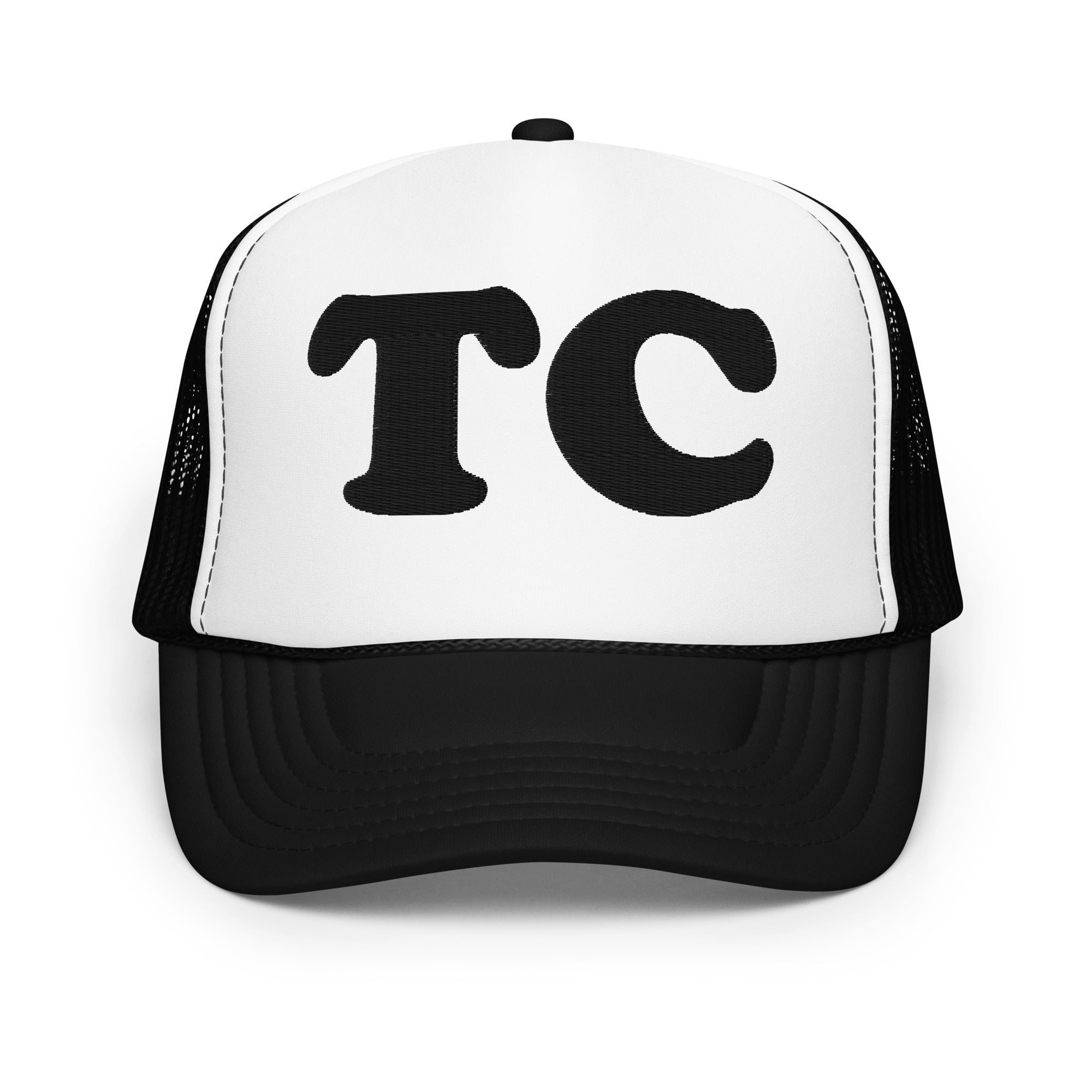 Travrese City - TC Embroidered Foam Trucker Hat - Black and White hat / cap Enjoy Michigan Default Title  