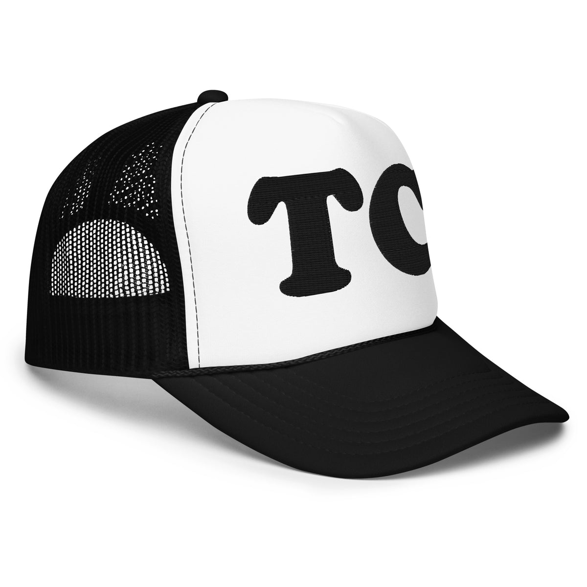 Travrese City - TC Embroidered Foam Trucker Hat - Black and White hat / cap Enjoy Michigan   