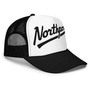 Northport Script Embroidered Foam Trucker Hat - Black and White hat / cap Enjoy Michigan   