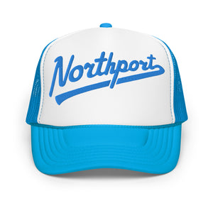 Northport Script - Embroidered Foam Trucker Hat - Light Blue and White hat / cap Enjoy Michigan Default Title  