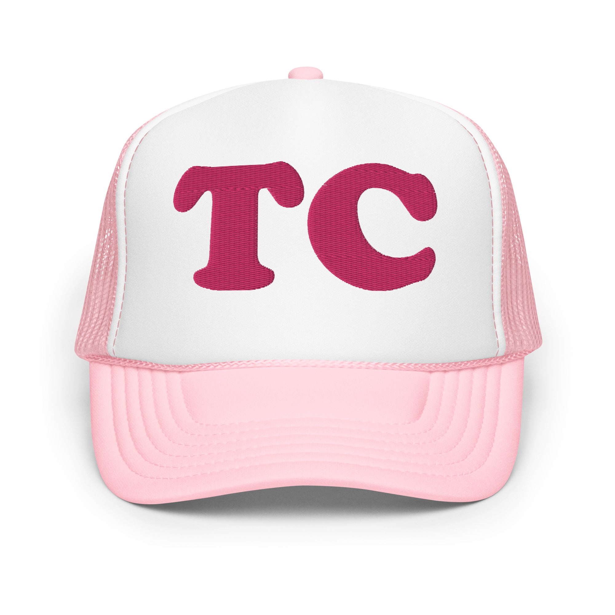 Traverse City - TC Embroidered Foam Trucker Hat - Pink and White hat / cap Enjoy Michigan Default Title  