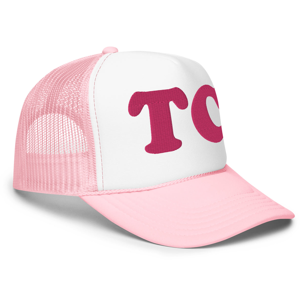 Traverse City - TC Embroidered Foam Trucker Hat - Pink and White hat / cap Enjoy Michigan   