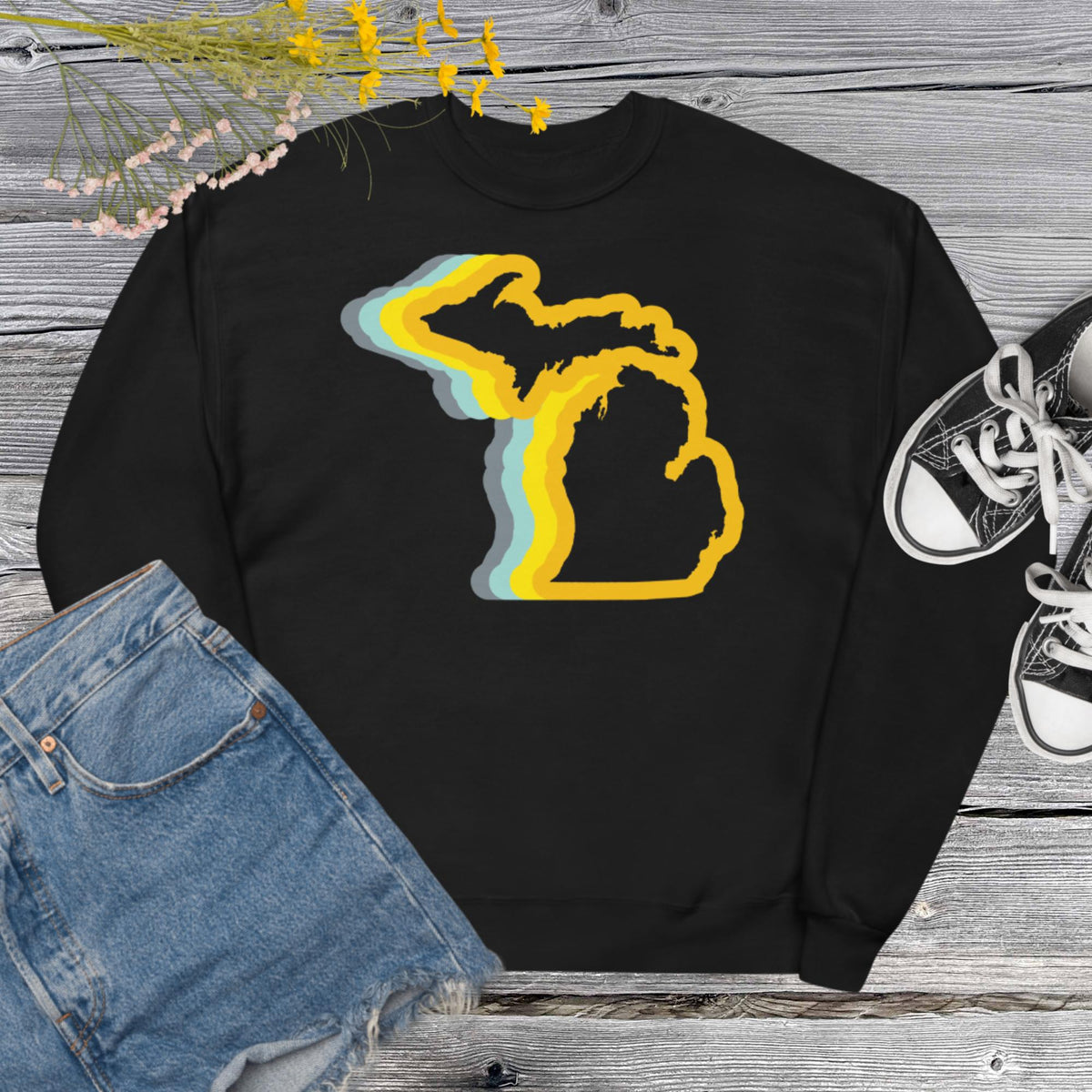 Michigan 70's Sweatshirt  Enjoy Michigan Black S 