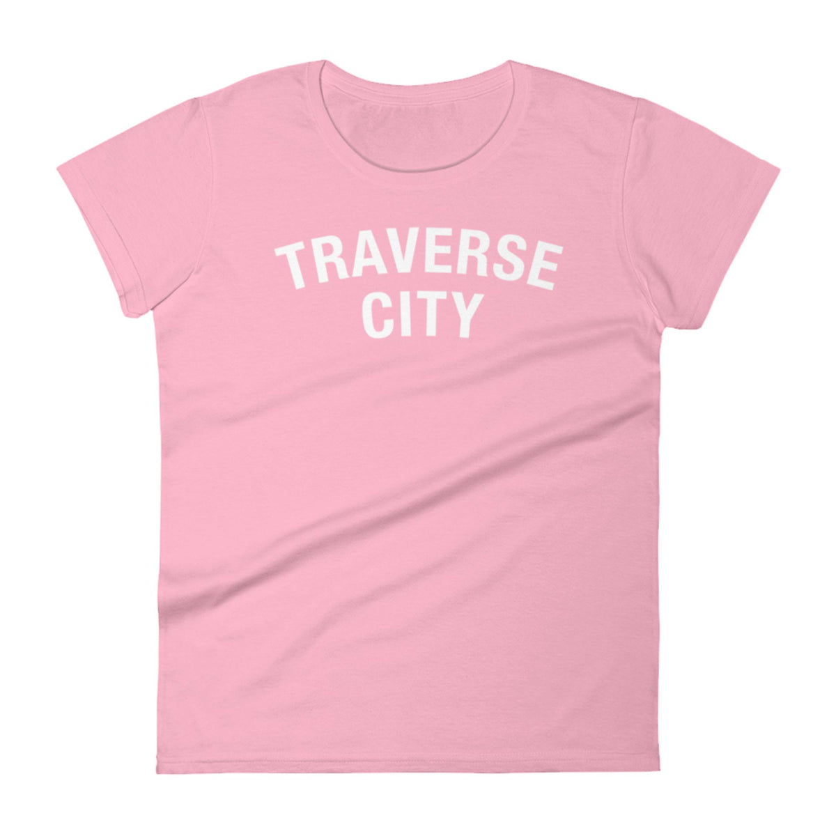 Traverse City Women's Short Sleeve Fashion Fit T-shirt  Enjoy Michigan Charity Pink S 
